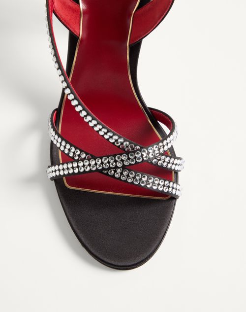Valentino Garavani - Dans Le Foyer Satin Sandal With Crystals 105mm - Black - Woman - Sandals
